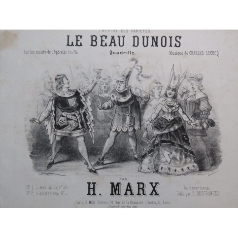MARX Henri Le Beau Dunois Quadrille Piano ca1870