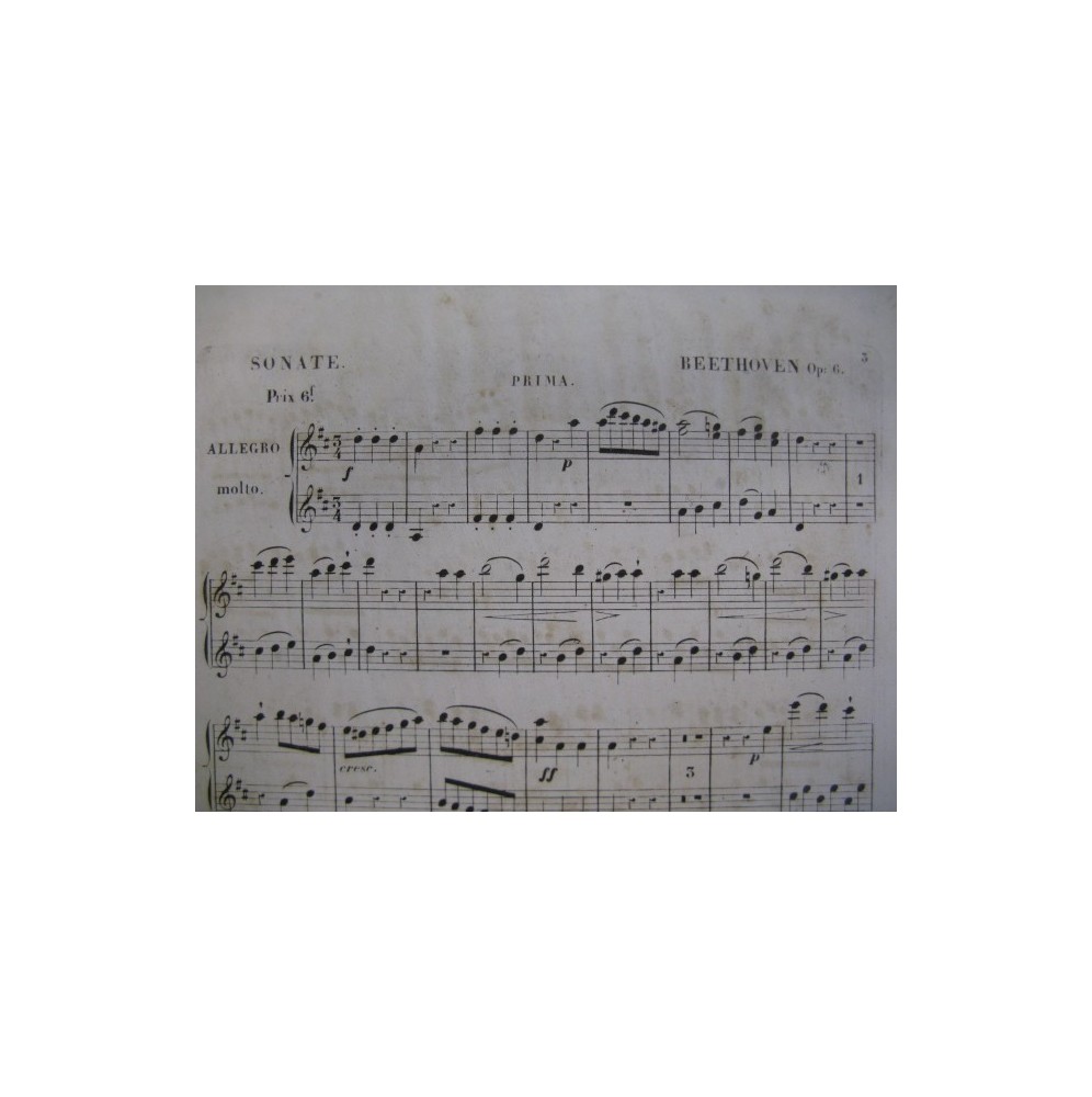 BEETHOVEN Sonate op 6 Piano 4 mains XIXe