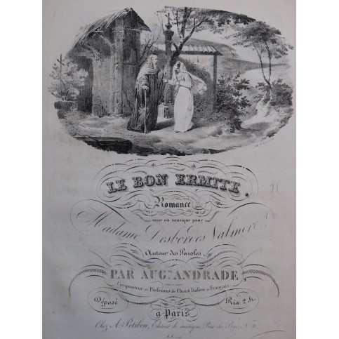 ANDRADE Auguste Le Bon Ermite Chant Piano ca1830