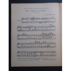 MERCIER René Je vous aime Piano 1922