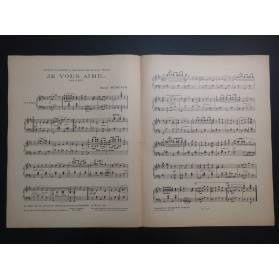 MERCIER René Je vous aime Piano 1922