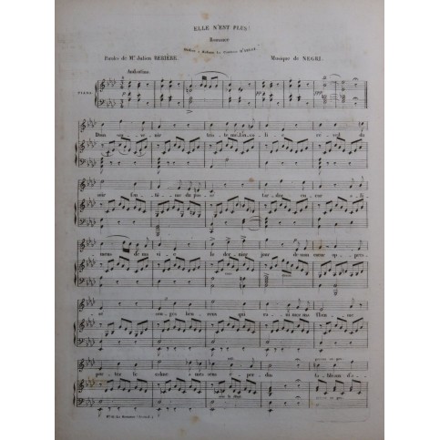 NEGRI Elle n'est plus ! Chant Piano ca1840