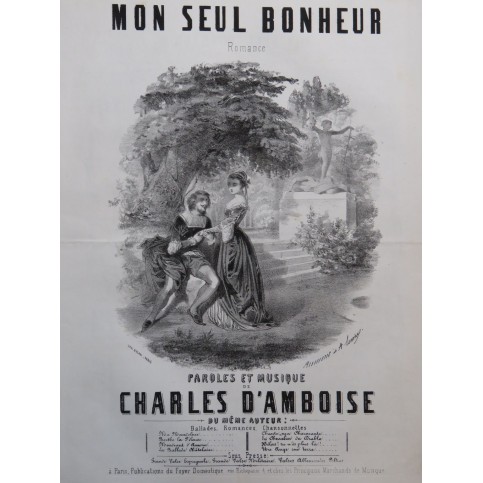 D'AMBOISE Charles Mon seul Bonheur Chant Piano ca1850