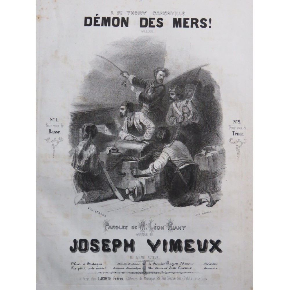 VIMEUX Joseph Démon des Mers ! Chant Piano ca1840