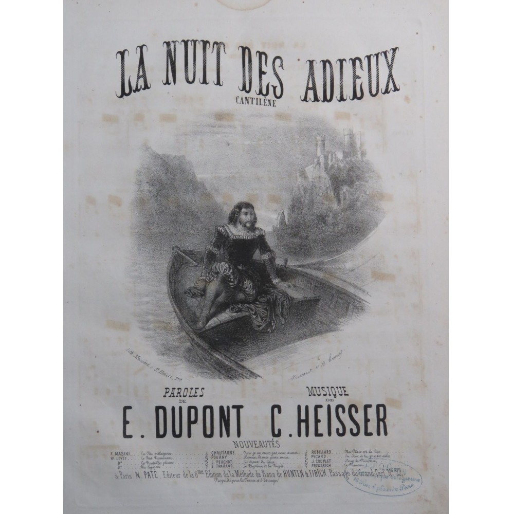 HEISSER Charles La Nuit des Adieux Chant Piano ca1850