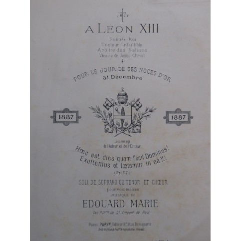 EDOUARD MARIE Haec est Dies ! Dédicace Chant Orgue 1887