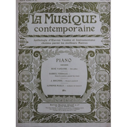 VANZANDE VERDALLE BOULNOIS MAILLY Pièces Piano 1913