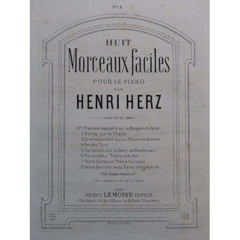 HERZ Henri Le Chalet op 85 No 2 Piano ca1876