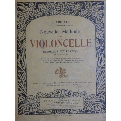 ABBIATE Louis Nouvelle Méthode de Violoncelle 1900