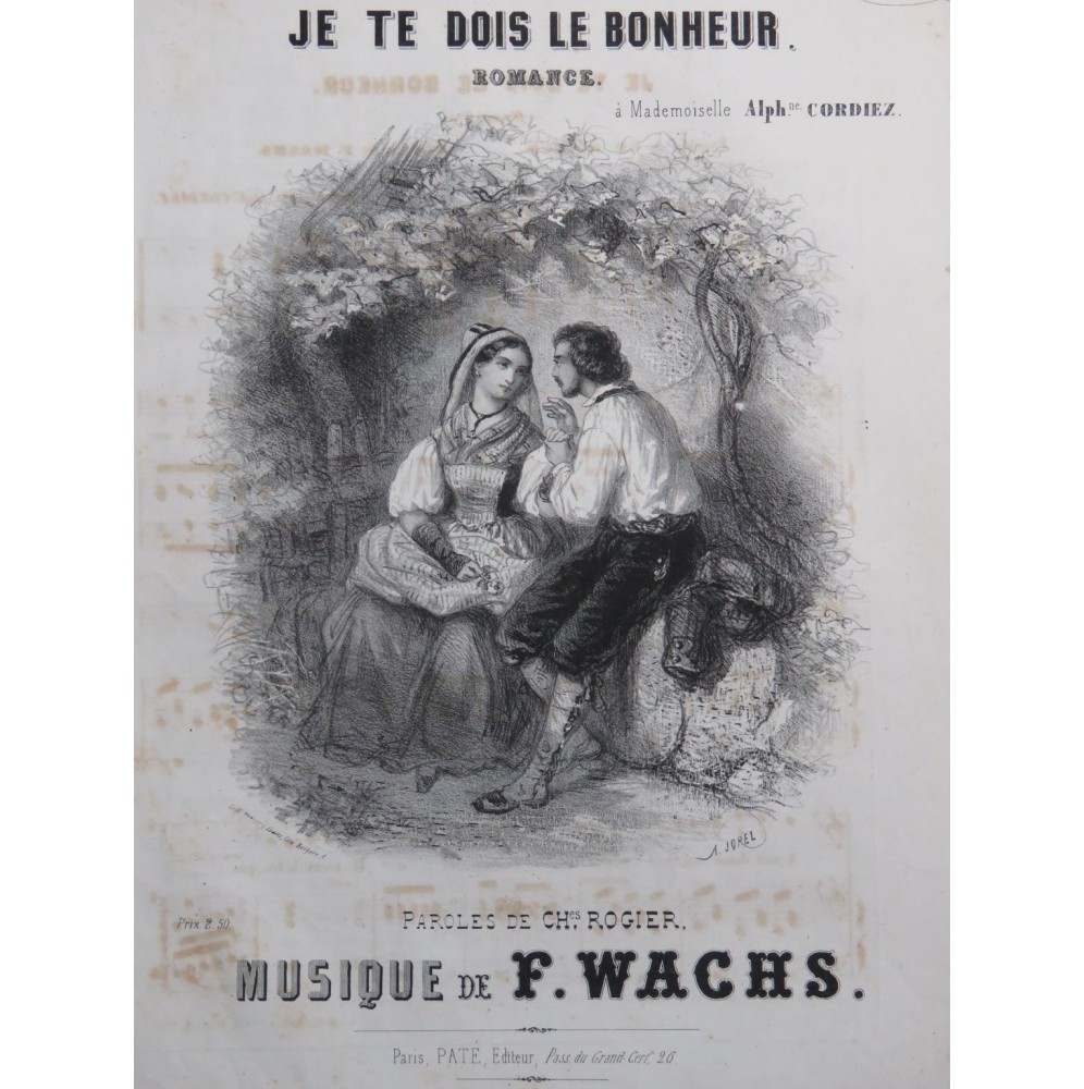 WACHS Frédéric Je te dois le Bonheur Chant Piano ca1850