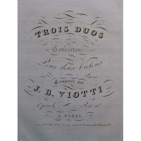 VIOTTI J. B. Trois Duos W 4a 4-6 op 19 pour deux Violons ca1810