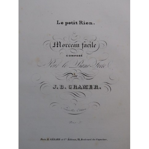CRAMER J. B. Le Petit Rien Piano ca1860