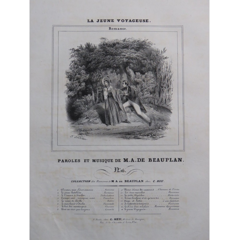 DE BEAUPLAN Amédée La Jeune Voyageuse Chant Piano ca1840