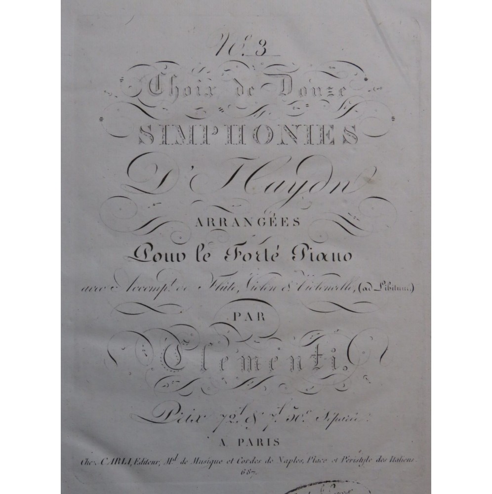 CLEMENTI Muzio Symphonie No 3 Haydn Piano Violon 1815