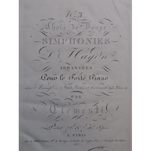 CLEMENTI Muzio Symphonie No 3 Haydn Piano Violon 1815