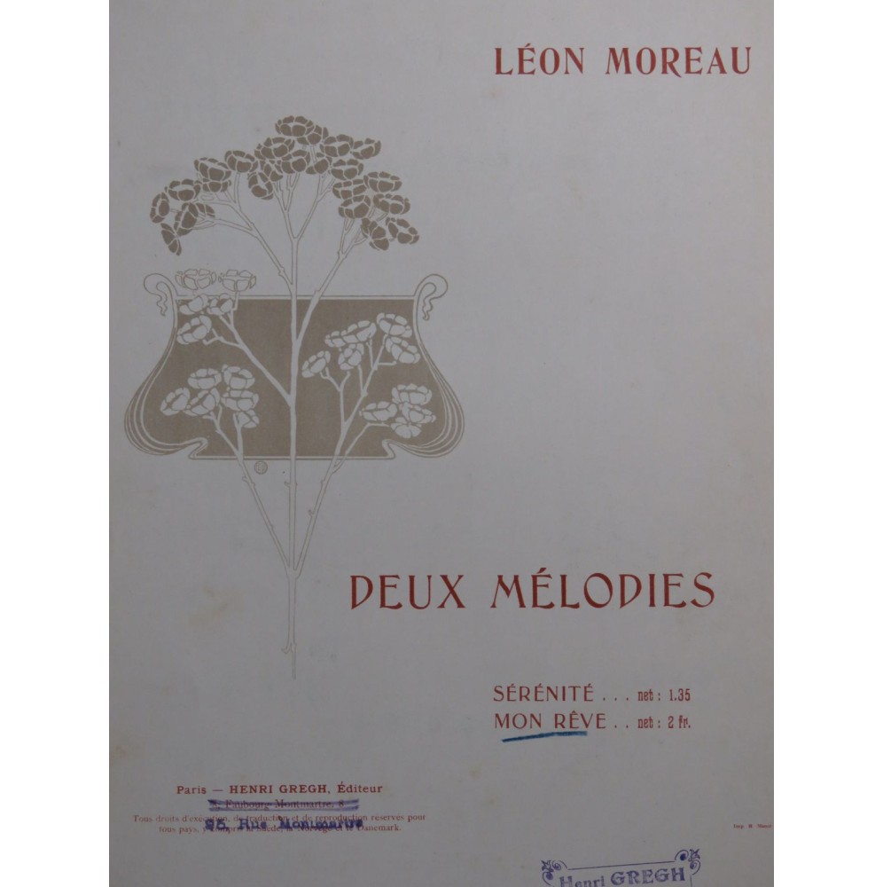 MOREAU Léon Mon Rêve Chant Piano