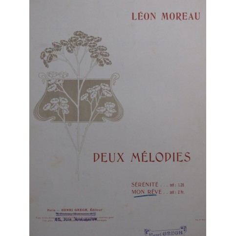 MOREAU Léon Mon Rêve Chant Piano