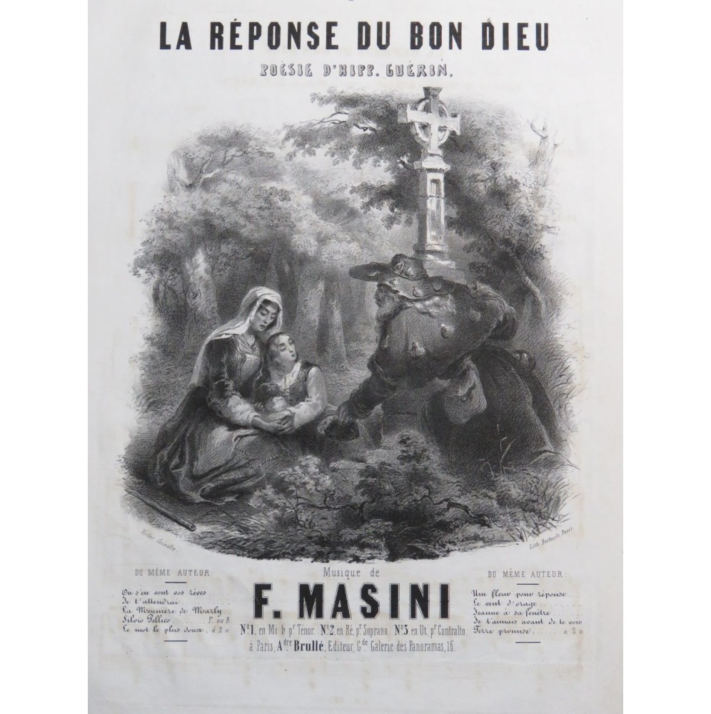 MASINI F. La Réponse du Bon Dieu Chant Piano ca1850