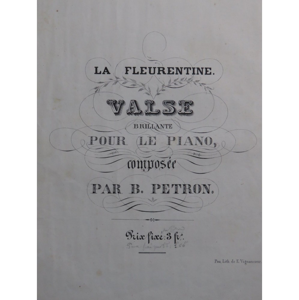 PETRON B. La Fleurentine Piano XIXe siècle