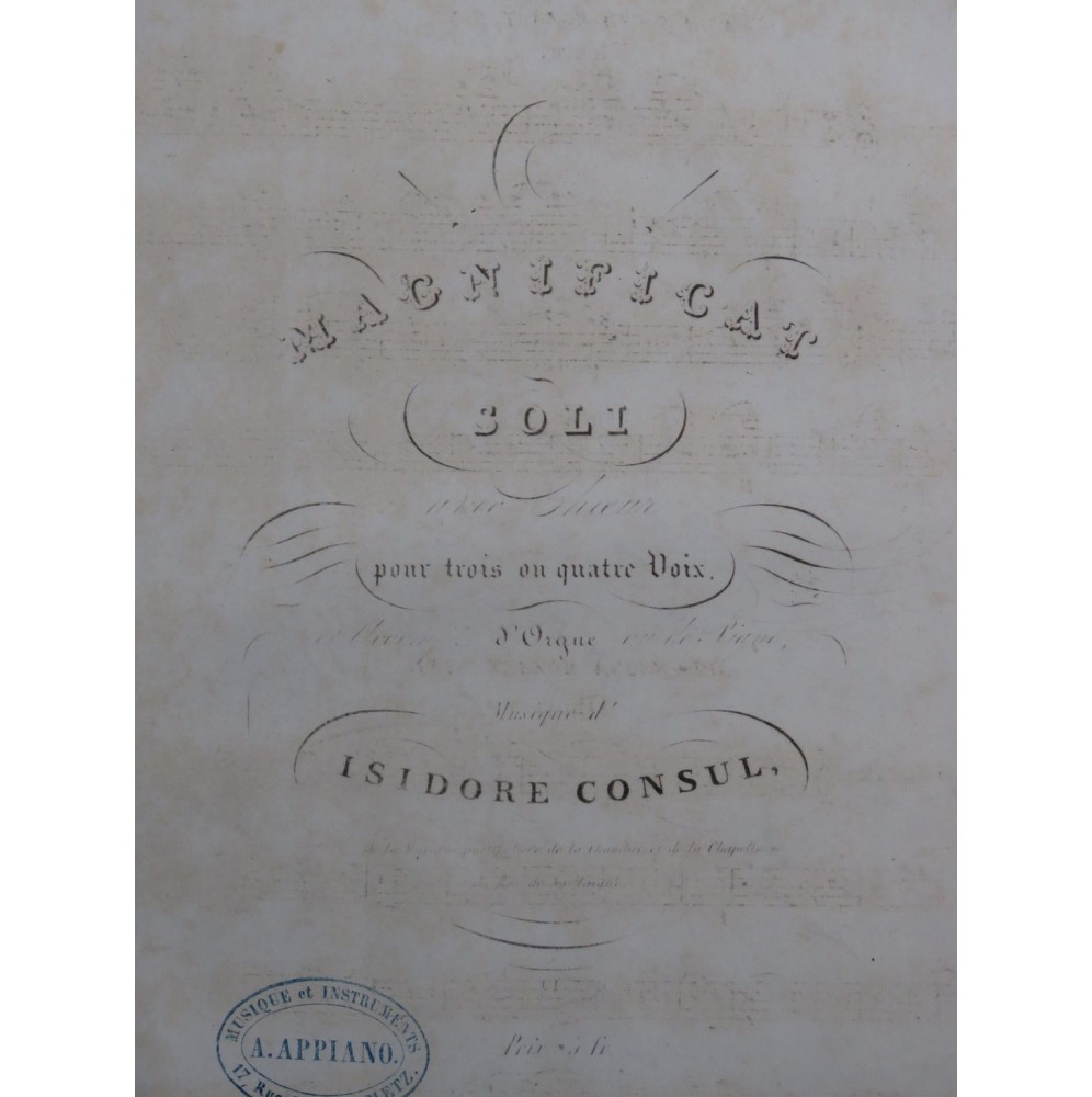 CONSUL Isidore Magnificat Chant Orgue ou Piano XIXe