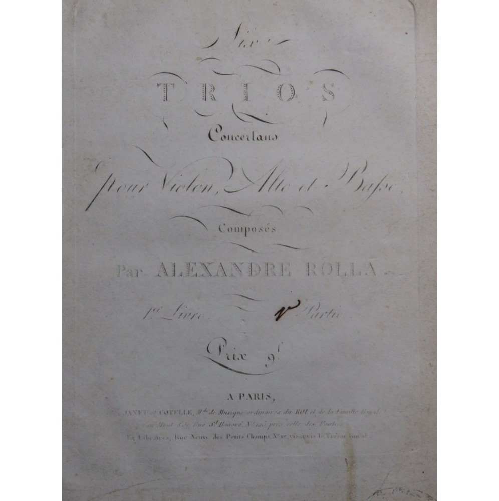 ROLLA Alexandro Trois Trios Concertans Violon Alto Basse ca1810