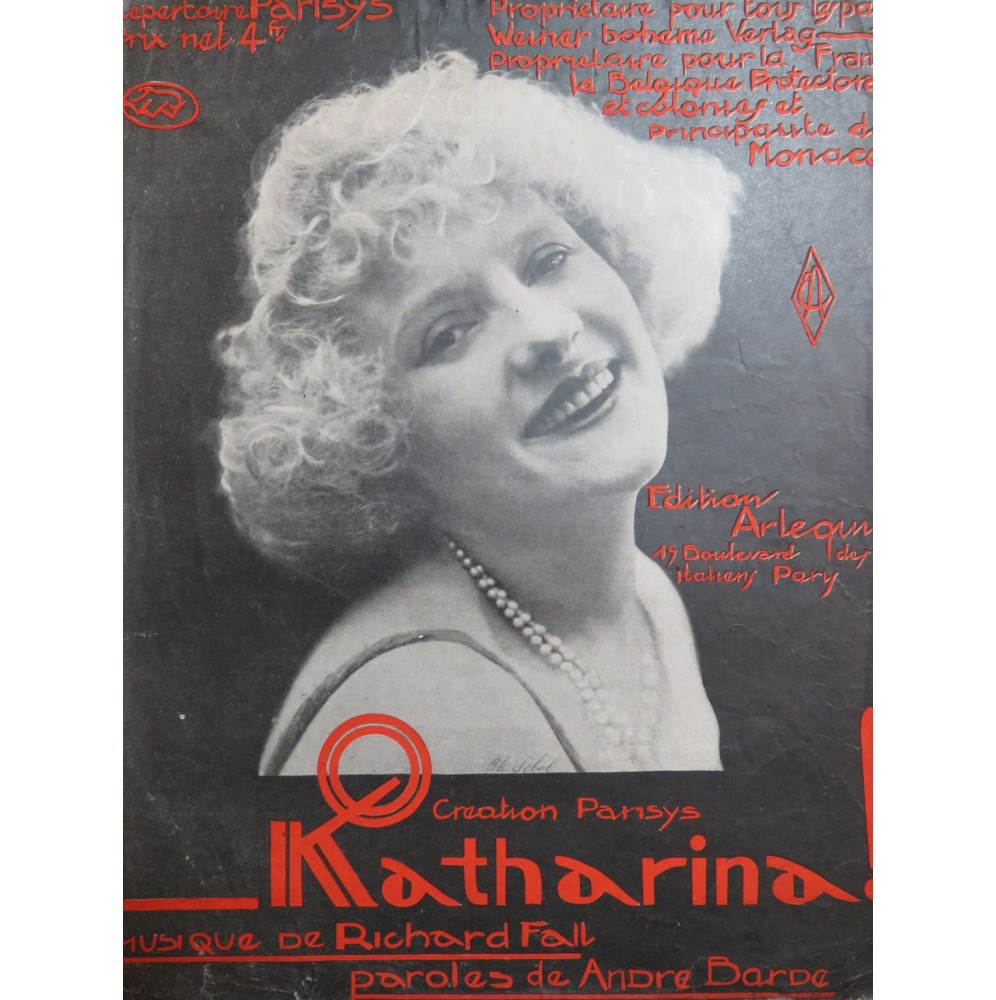 FALL Richard O Katharina ! Chant Piano 1924