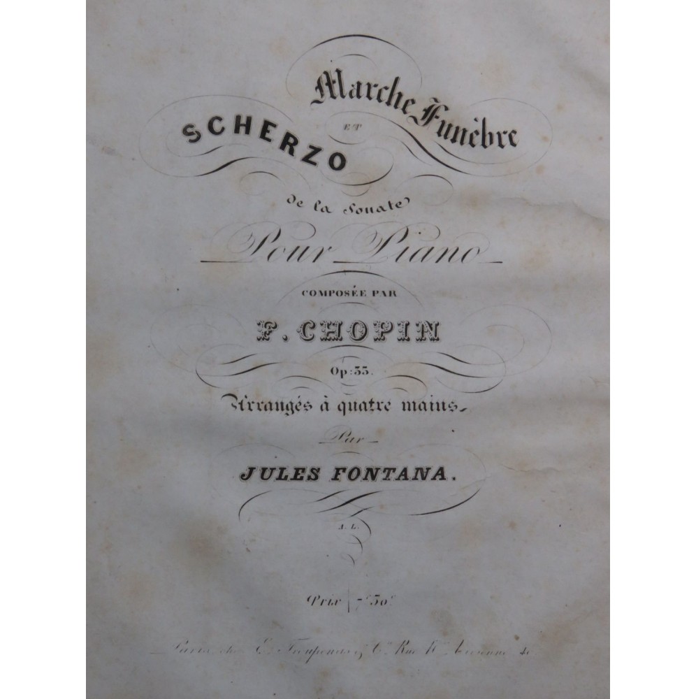 CHOPIN Frédéric Scherzo et Marche Funèbre Piano 4 mains ca1850