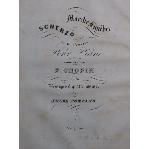 CHOPIN Frédéric Scherzo et Marche Funèbre Piano 4 mains ca1850