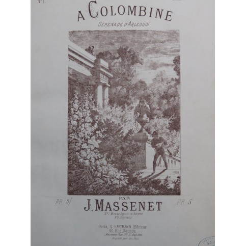 MASSENET Jules A Colombine Chant Piano ca1890