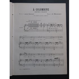 MASSENET Jules A Colombine Chant Piano ca1890