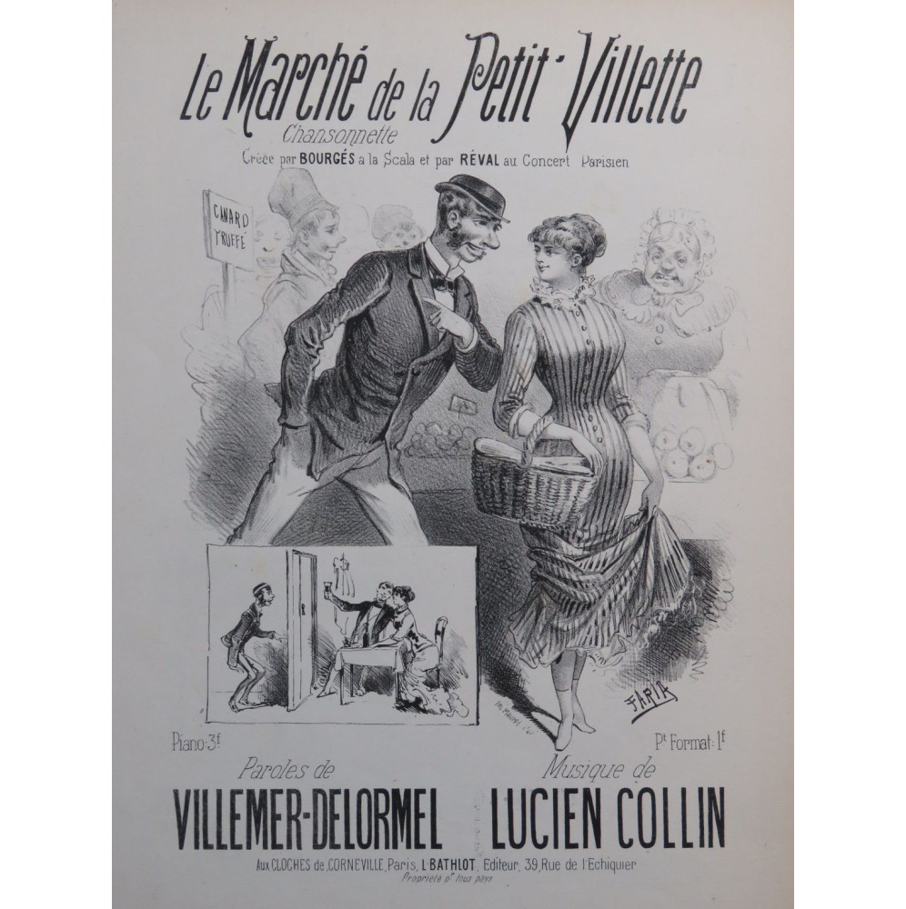 COLLIN Lucien Le Marché de la P'tit' Villette Chant Piano ca1880
