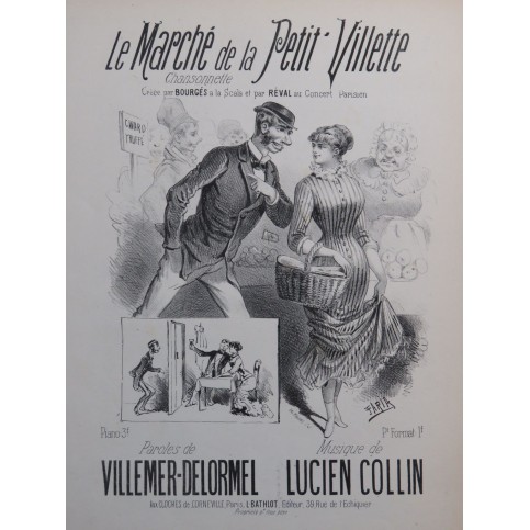 COLLIN Lucien Le Marché de la P'tit' Villette Chant Piano ca1880