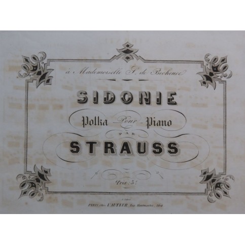 STRAUSS Isaac Sidonie Polka Piano ca1850