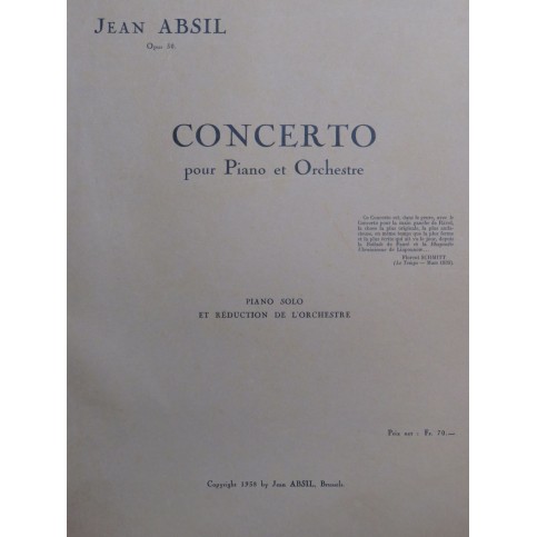 ABSIL Jean Concerto op 30 2 Pianos 4 mains 1939