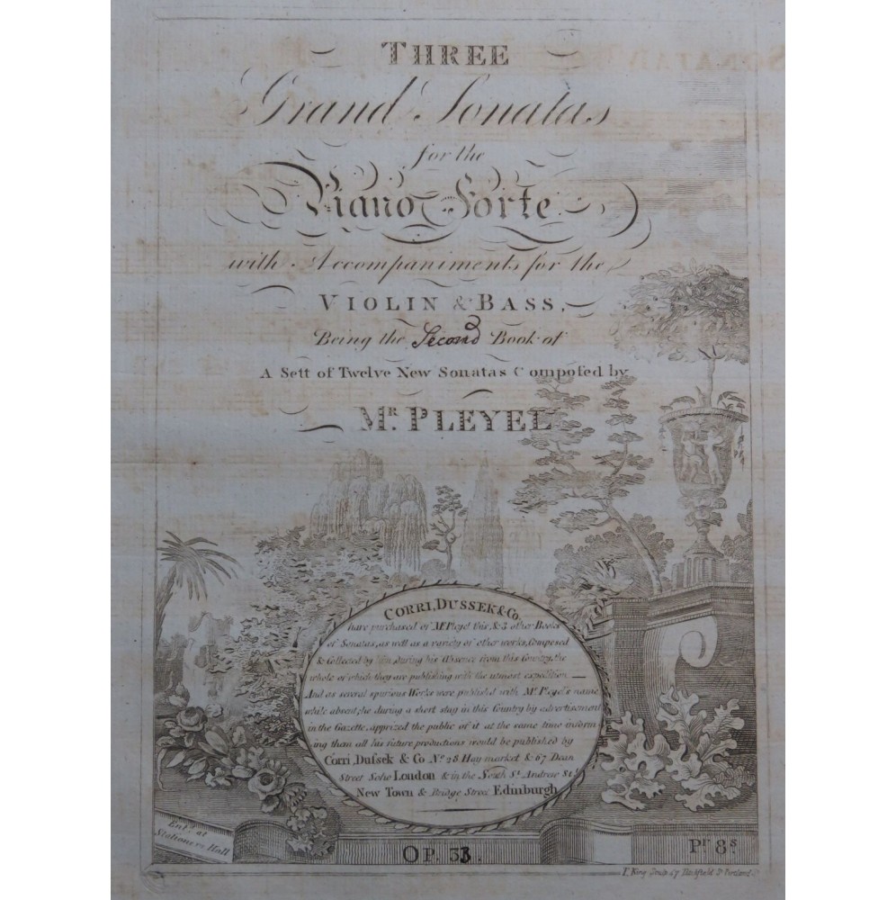 PLEYEL Ignace Three Grand Sonatas op 33 Violoncelle ca1797