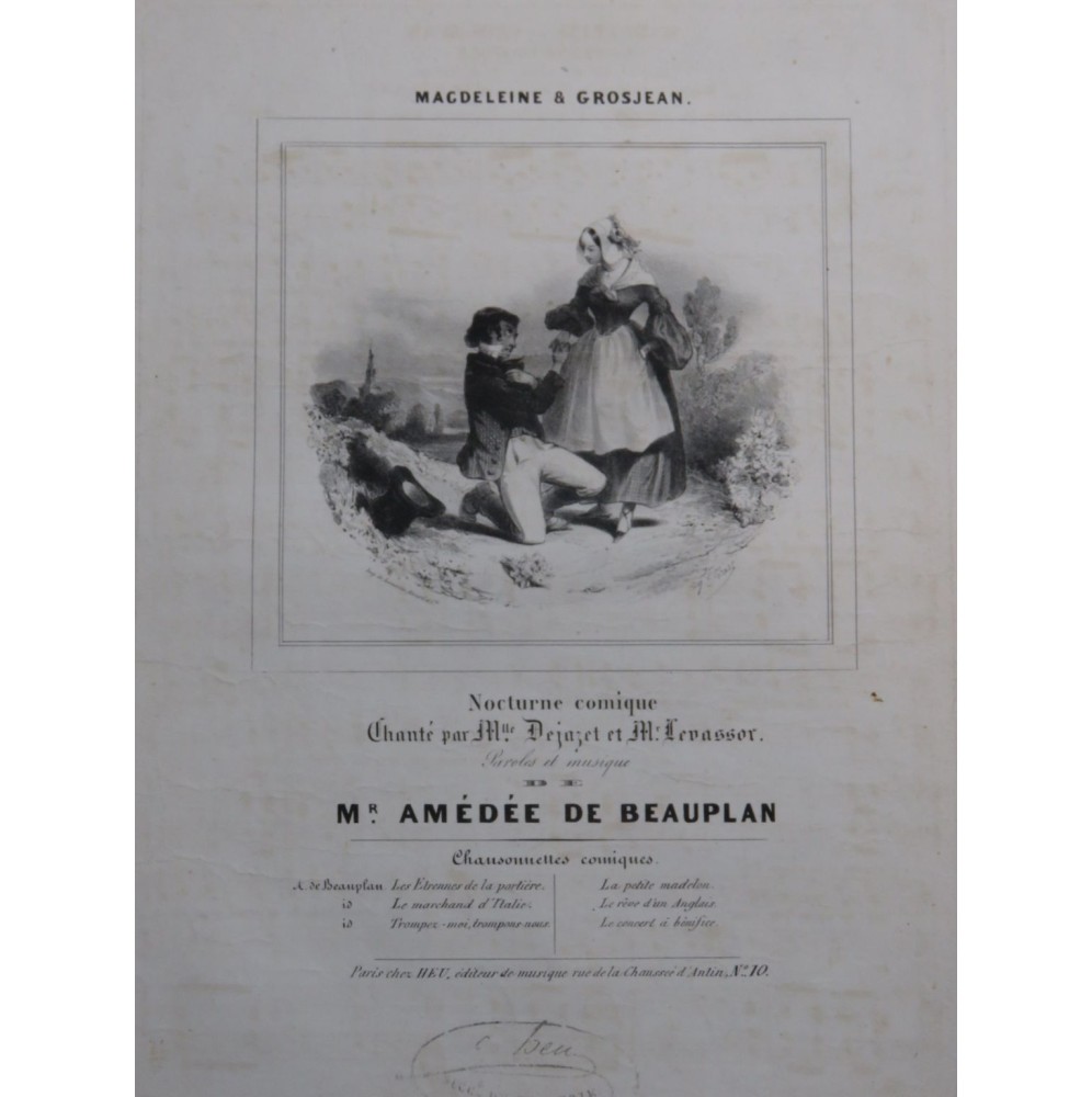 DE BEAUPLAN Amédée Magdeleine et Grosjean Chant Piano ca1840
