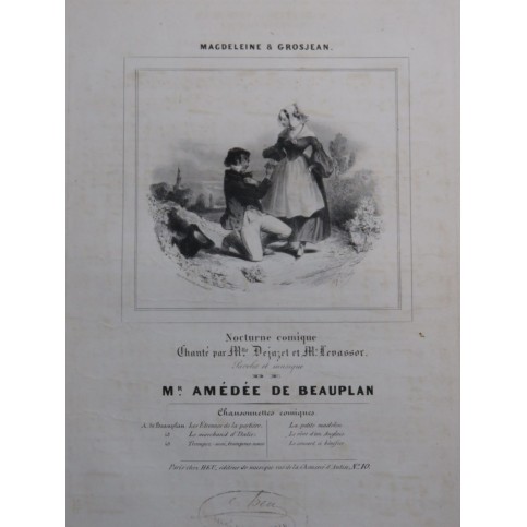 DE BEAUPLAN Amédée Magdeleine et Grosjean Chant Piano ca1840