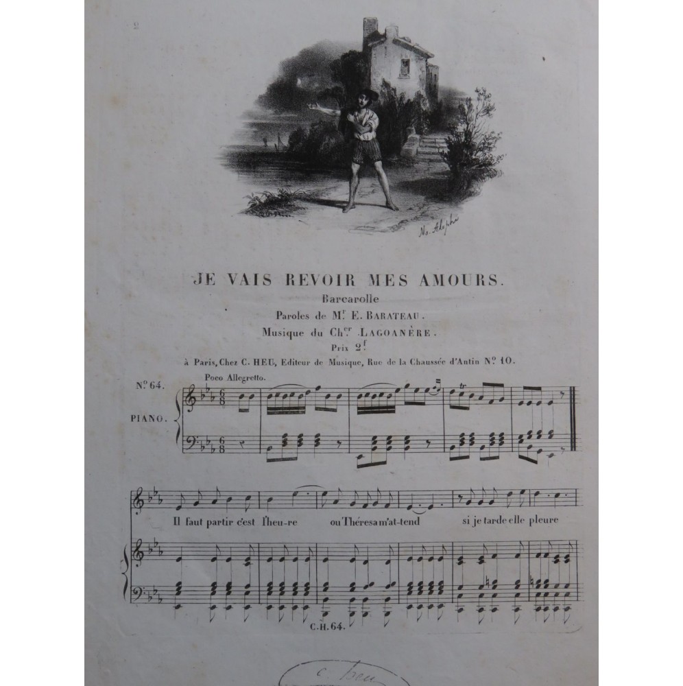 LAGOANÈRE Je vais revoir mes amours Chant Piano ca1830