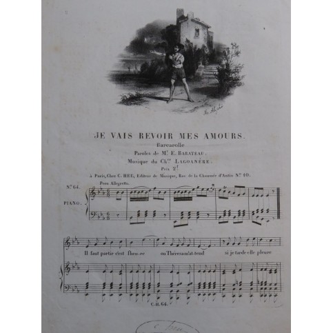 LAGOANÈRE Je vais revoir mes amours Chant Piano ca1830