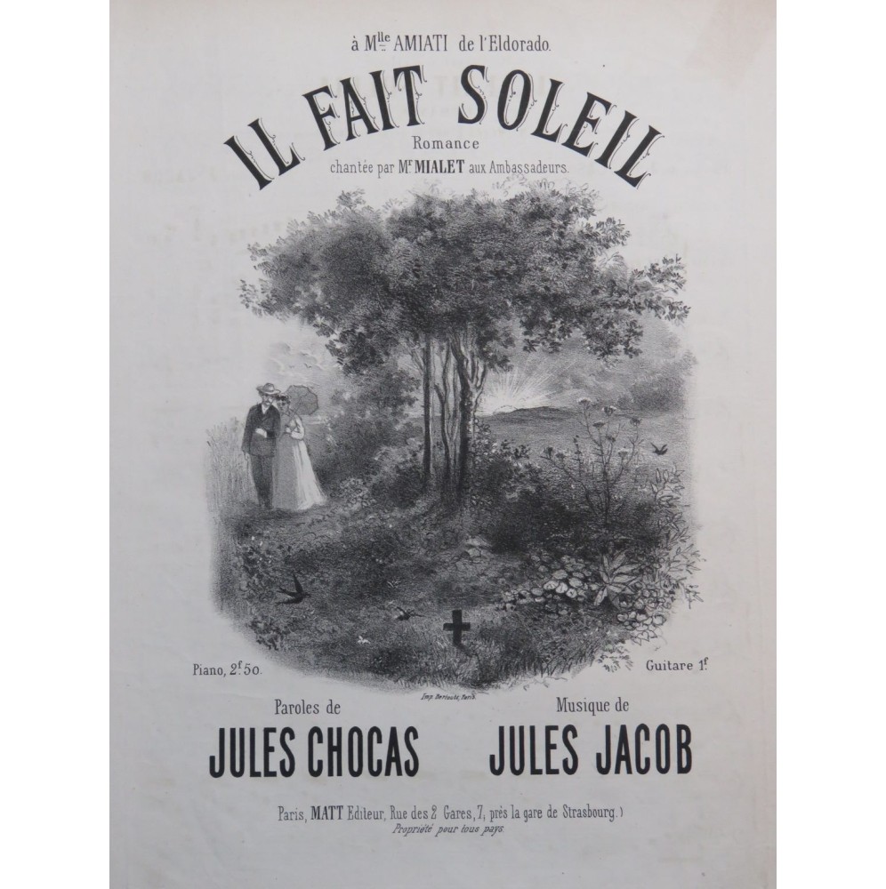 JACOB Jules Il Fait Soleil Chant Piano XIXe siècle