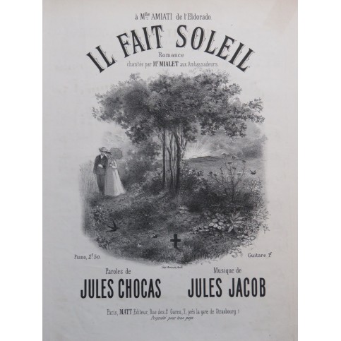 JACOB Jules Il Fait Soleil Chant Piano XIXe siècle