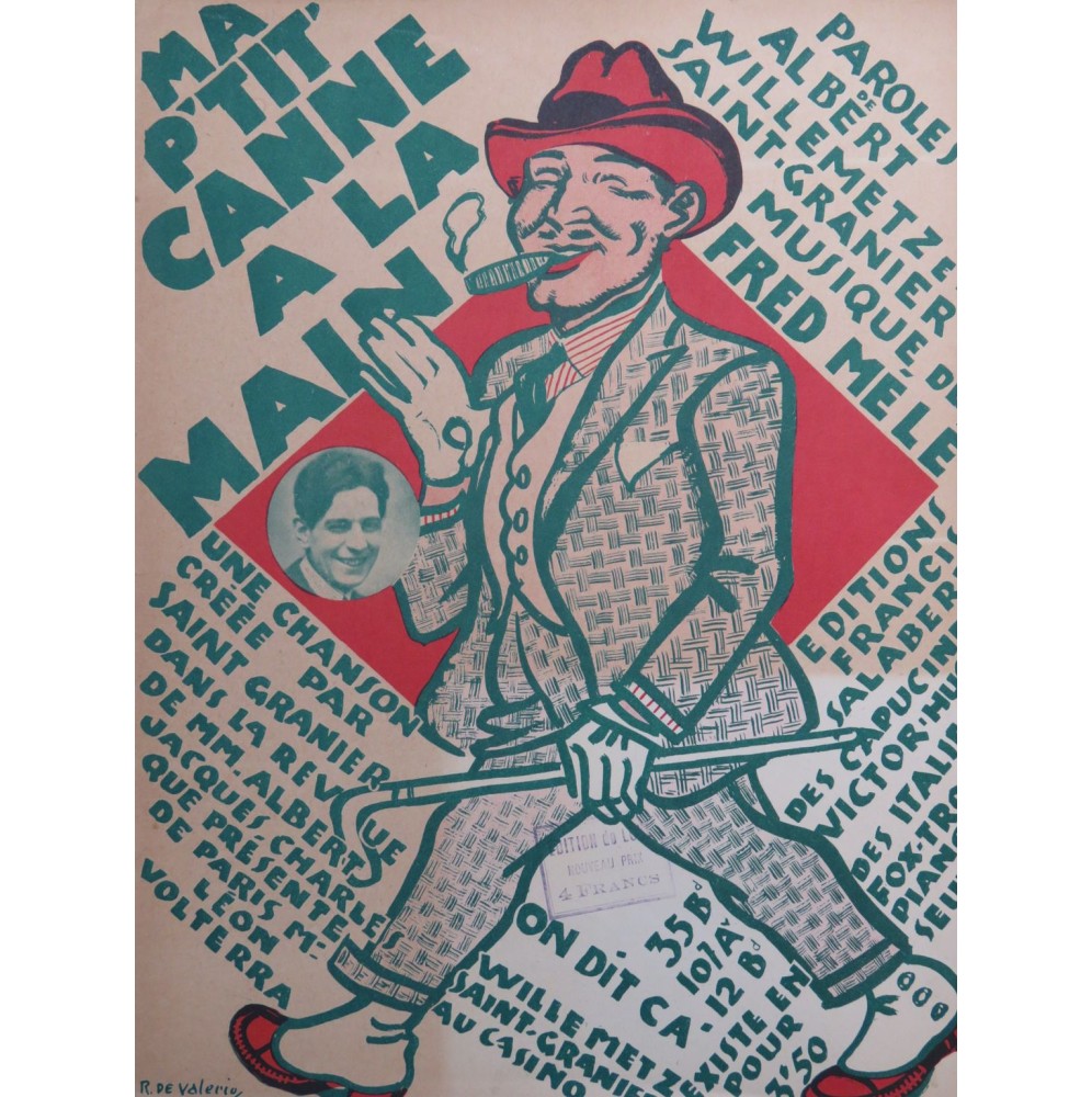 MÉLÉ Fred Ma P'tit' canne à la main Chant Piano 1923