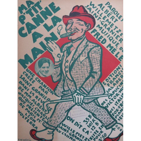 MÉLÉ Fred Ma P'tit' canne à la main Chant Piano 1923