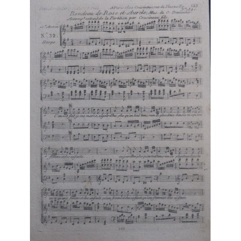 DEVIENNE François Rondeau de Rose et Aurèle Chant Harpe ca1795