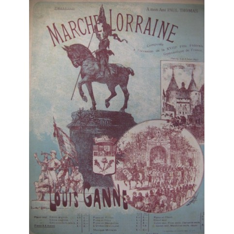 GANNE Louis Marche Lorraine Piano 4 mains 1893