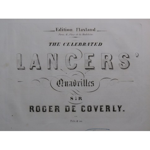 DESGRANGES Emile The Celebrated Lancer's Quadrilles Danse Piano ca1856
