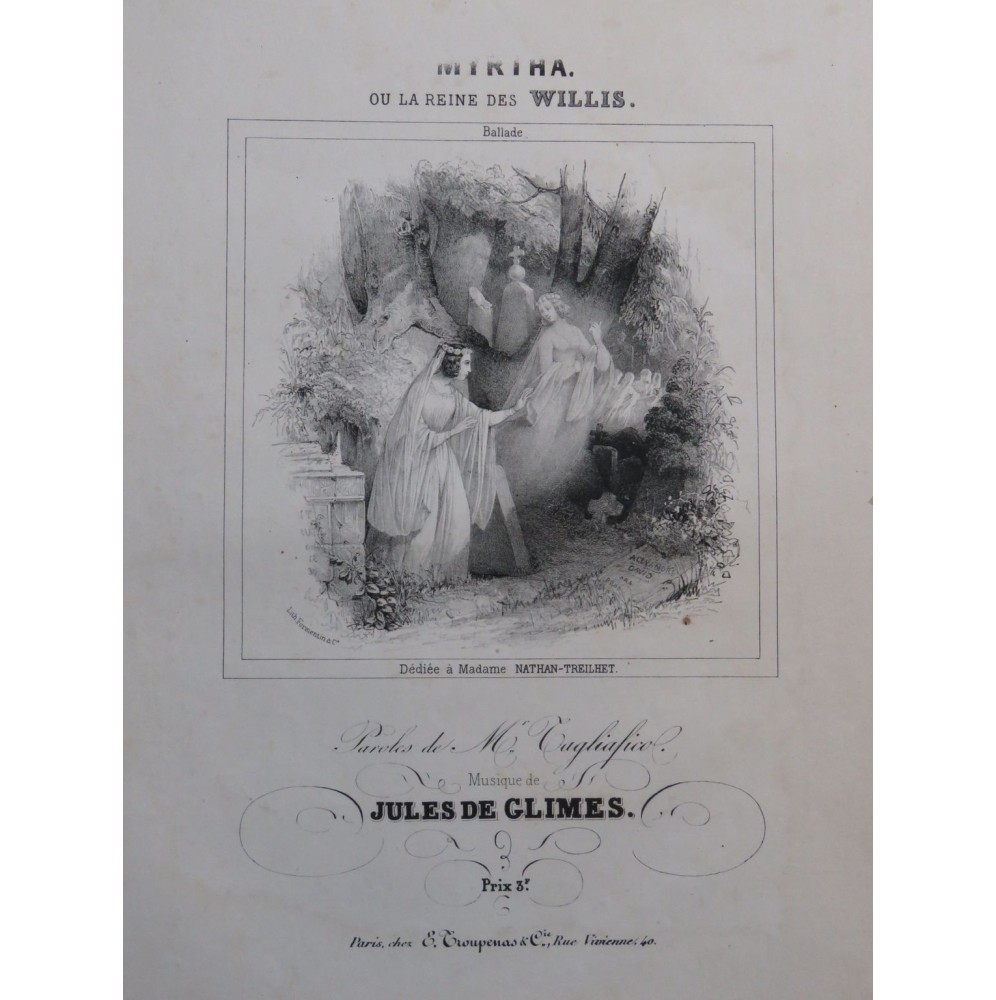 DE GLIMES Jules Myrtha Chant Piano ca1840