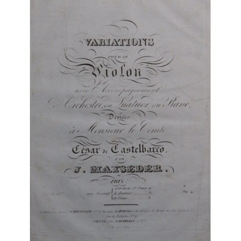 MAYSEDER Joseph Variations op 45 Violon ca1820