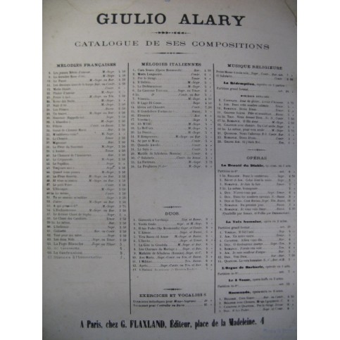 ALARY Giulio L'étranger Chant Piano ca1865