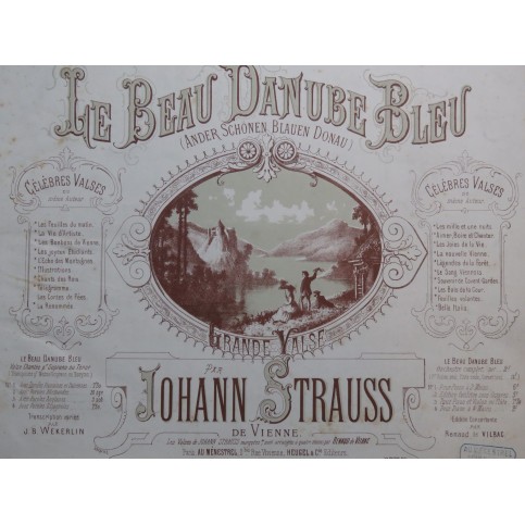 STRAUSS Johann Le Beau Danube Bleu Piano ca1880